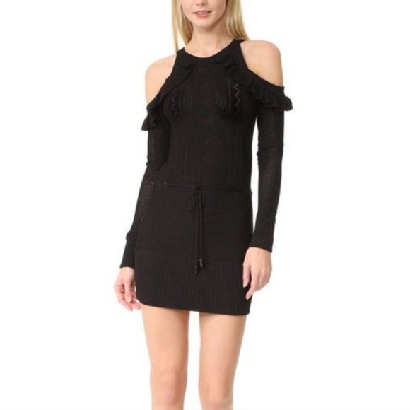 SALE! NWOT ALICE MCCALL Sweater Dress Cold Shoulders Ruffles Sz4US - Picture 4 of 7